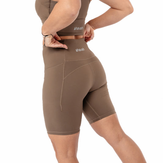 Booty Sculpting Bike Shorts - Walnut