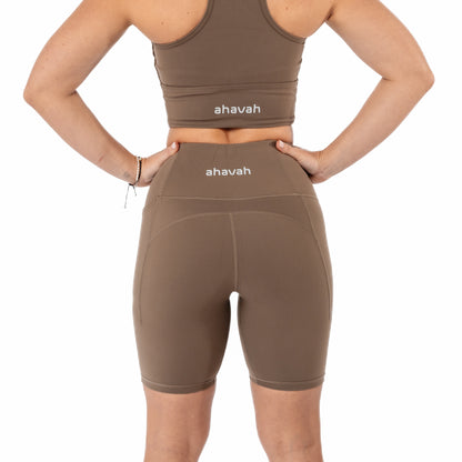 Booty Sculpting Bike Shorts - Walnut